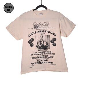 Louis Armstrong: Rhythm Club 1944 Poster USED Shirt (M, Cream, Jazz)